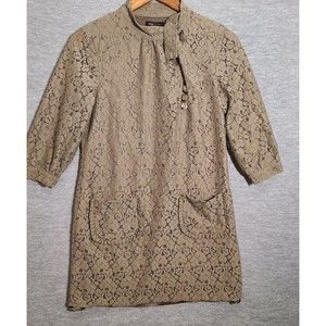 BCBG Maxazria Lace Short Sleeve Dress Women's Small Green Lined Formal Party